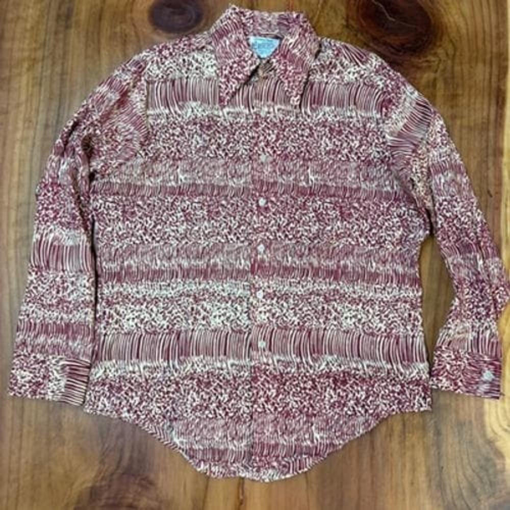 Vintage 70s K-Mart Shirt Mens Large Polyester Button Disco Retro Party B3-14